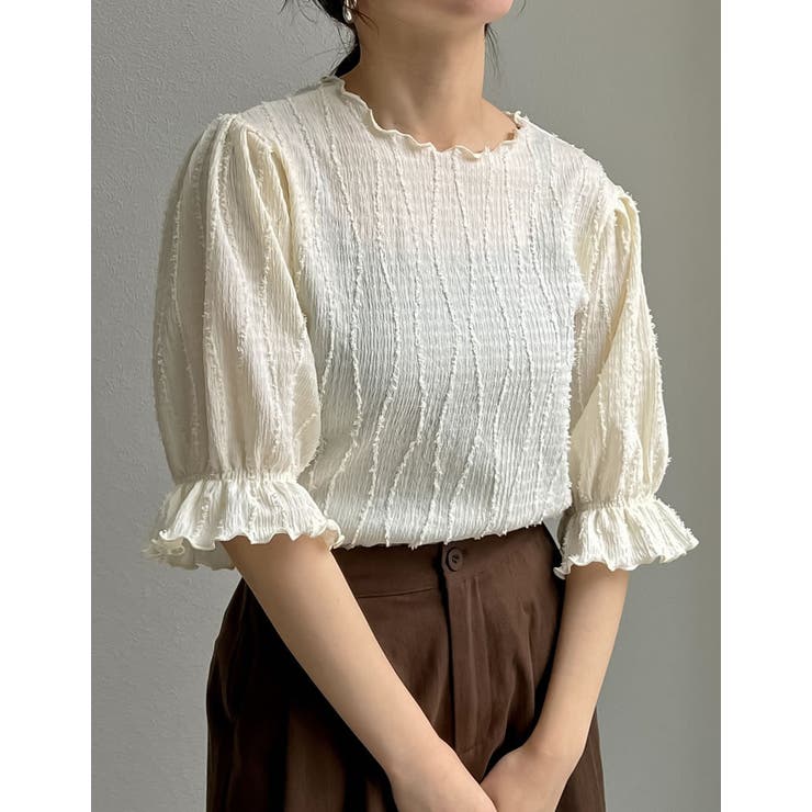 フリンジカットジャガードキャンディースリーブトップス | Re:EDIT | 詳細画像25 