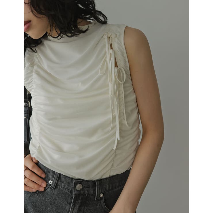 サイドリボンギャザーチュールトップス | Re:EDIT | 詳細画像14 