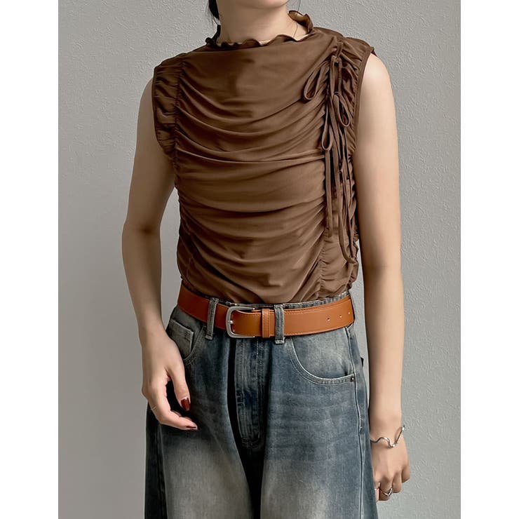 サイドリボンギャザーチュールトップス | Re:EDIT | 詳細画像4 