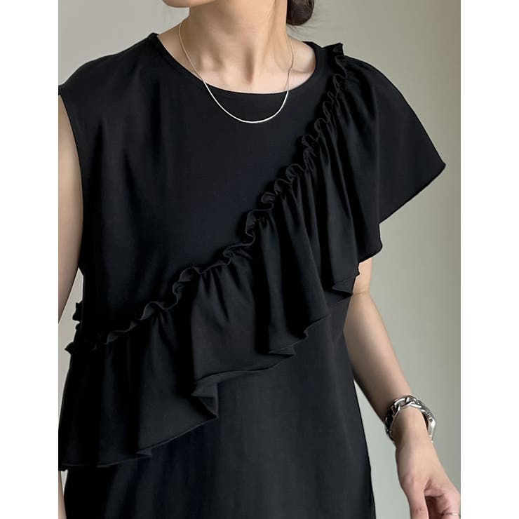 [接触冷感]フリルタスキデザインアシンメトリータンクトップ | Re:EDIT | 詳細画像12 