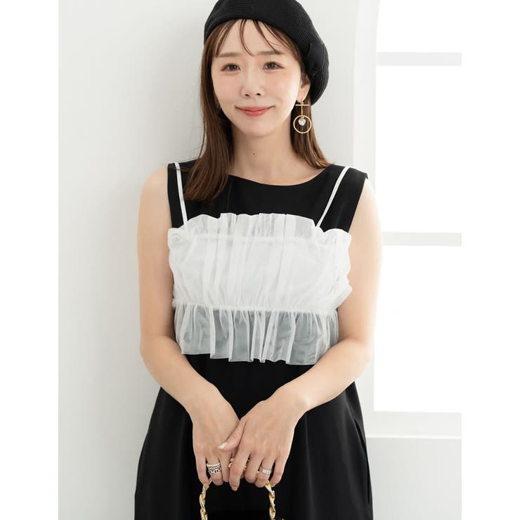 [Maki×Re:EDIT][Makiコラボ]チュールギャザービスチェ | Re:EDIT | 詳細画像5 