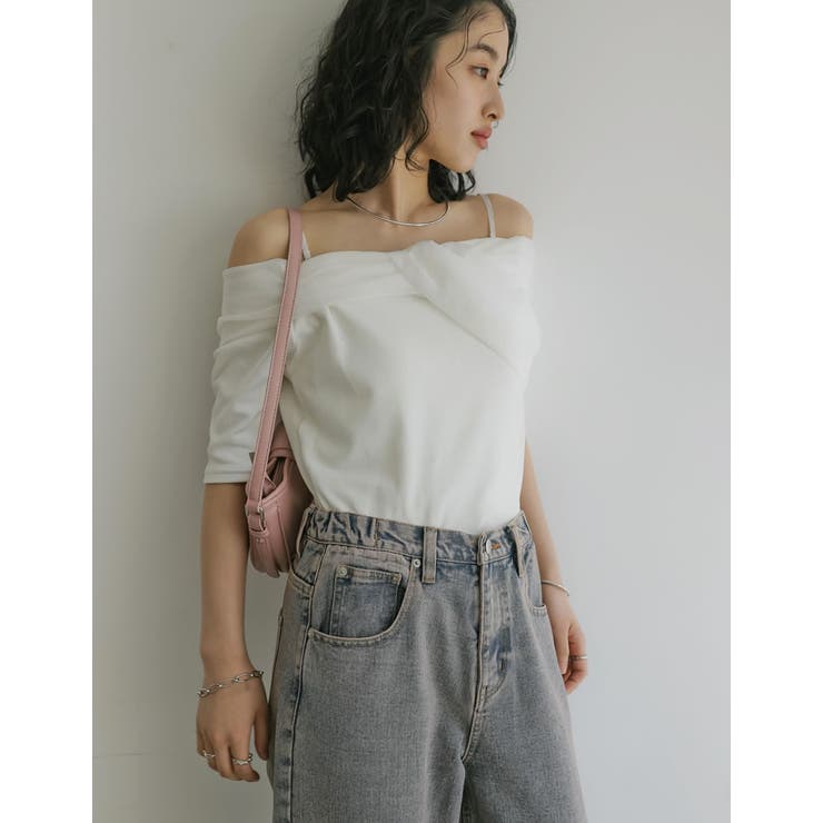 オーガンジードッキングリブオフショルトップス | Re:EDIT | 詳細画像6 