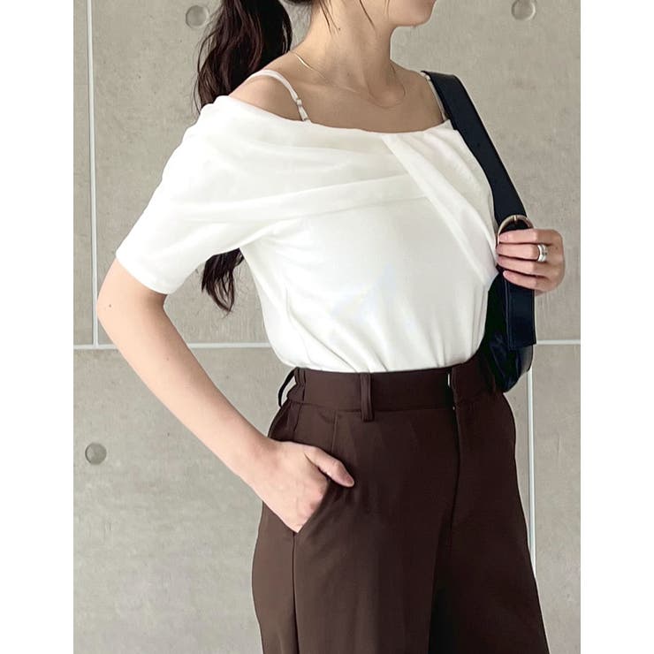 オーガンジードッキングリブオフショルトップス | Re:EDIT | 詳細画像10 