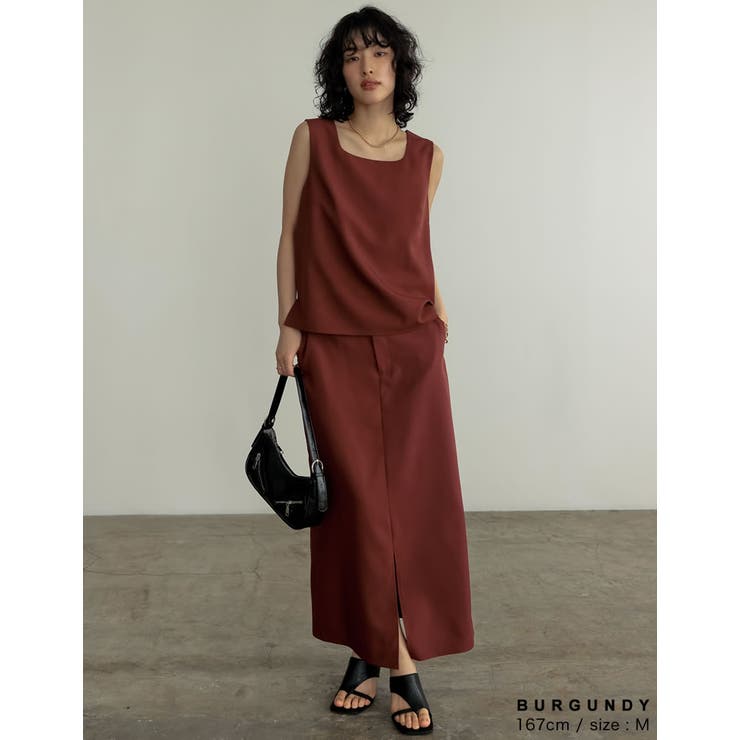 リネンライクスリットナロースカート | Re:EDIT | 詳細画像2 