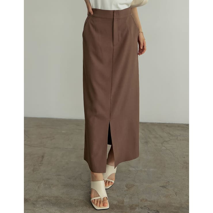 リネンライクスリットナロースカート | Re:EDIT | 詳細画像3 