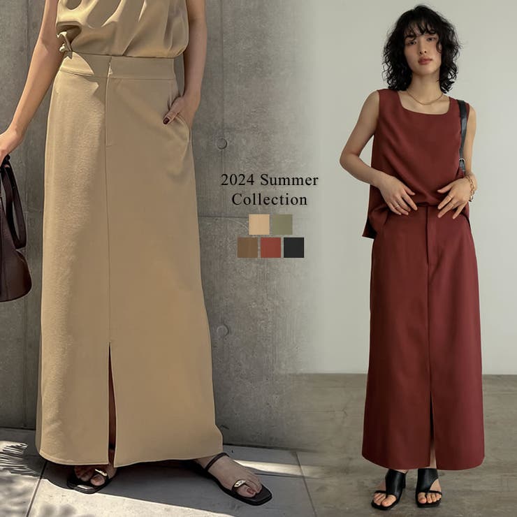 リネンライクスリットナロースカート | Re:EDIT | 詳細画像1 