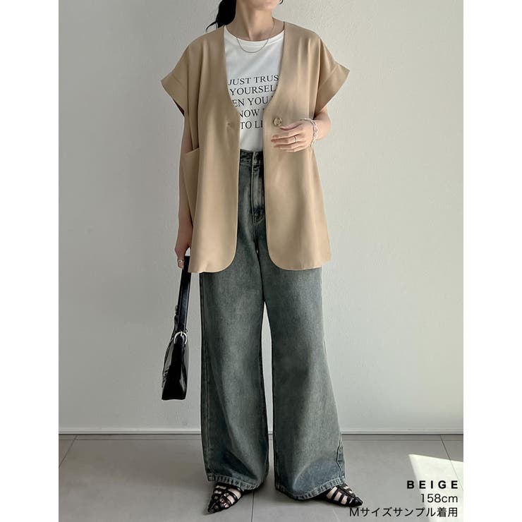 2024 SUMMER COLLECTION]リネンライクノーカラージレ[品番