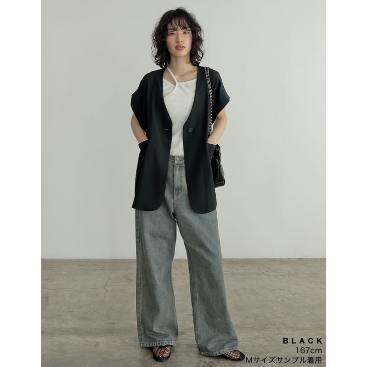 2024 SUMMER COLLECTION]リネンライクノーカラージレ[品番