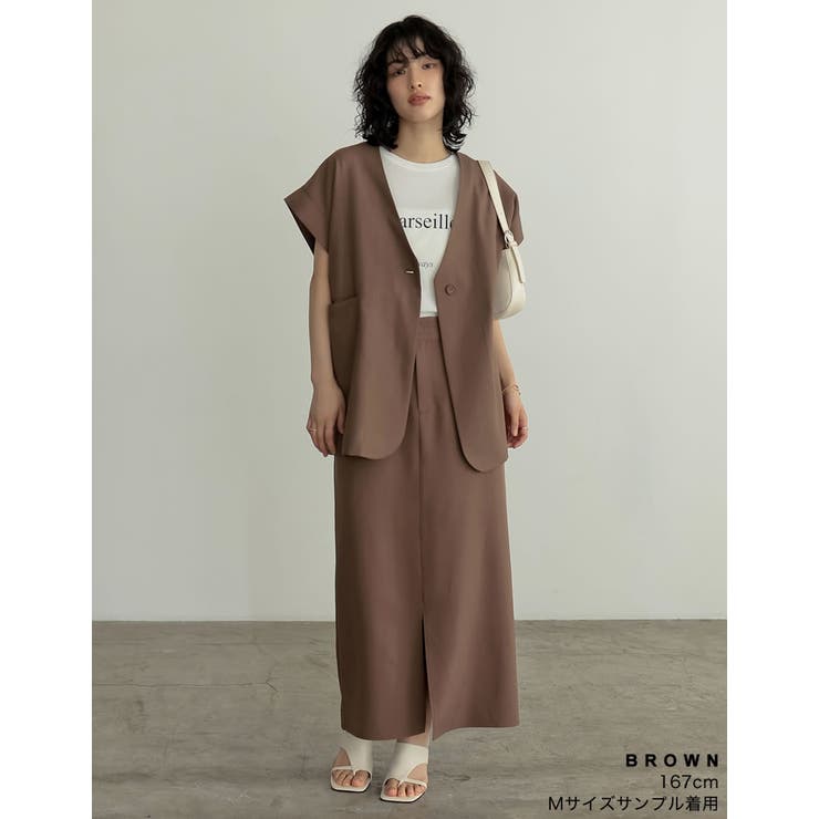 IENA リネンライクノーカラージレ38 IENA（イエナ）の「リネンライクノーカラージレ（その他アウター