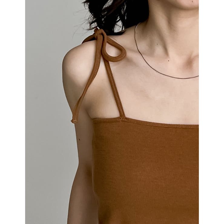 [接触冷感]選べる丈カップ付きリブ肩リボンキャミソール | Re:EDIT | 詳細画像15 