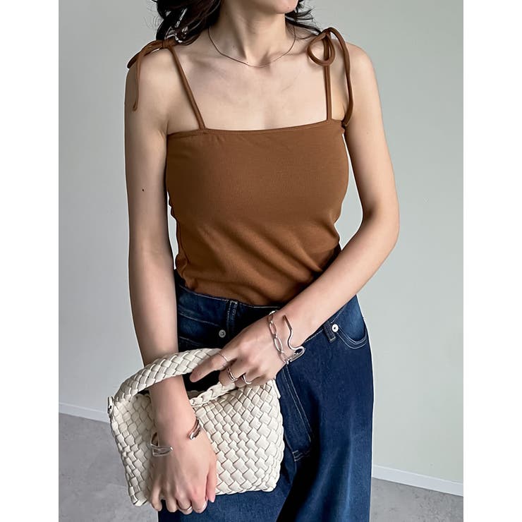 [接触冷感]選べる丈カップ付きリブ肩リボンキャミソール | Re:EDIT | 詳細画像16 