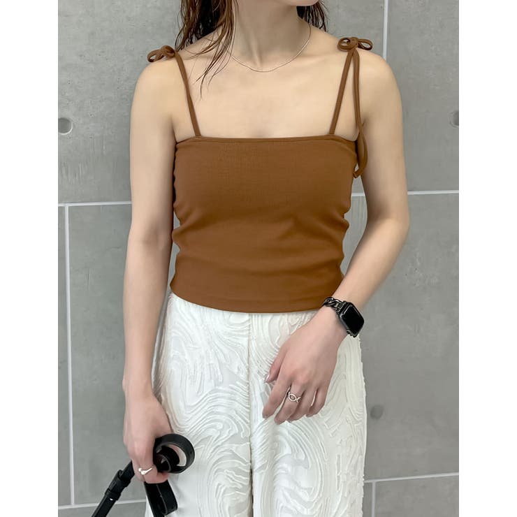 [接触冷感]選べる丈カップ付きリブ肩リボンキャミソール | Re:EDIT | 詳細画像24 