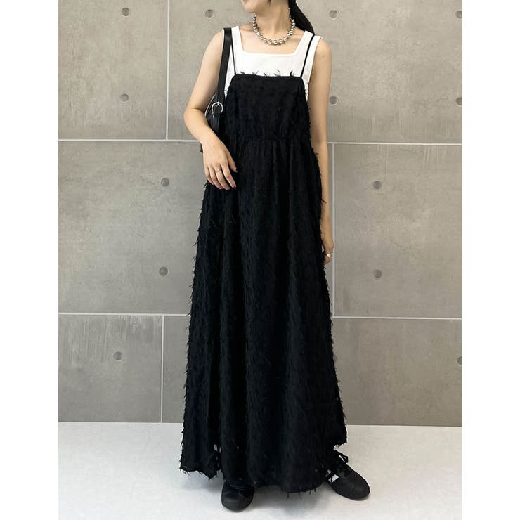 低身長サイズ有]シアーフリンジキャミソールワンピース[品番