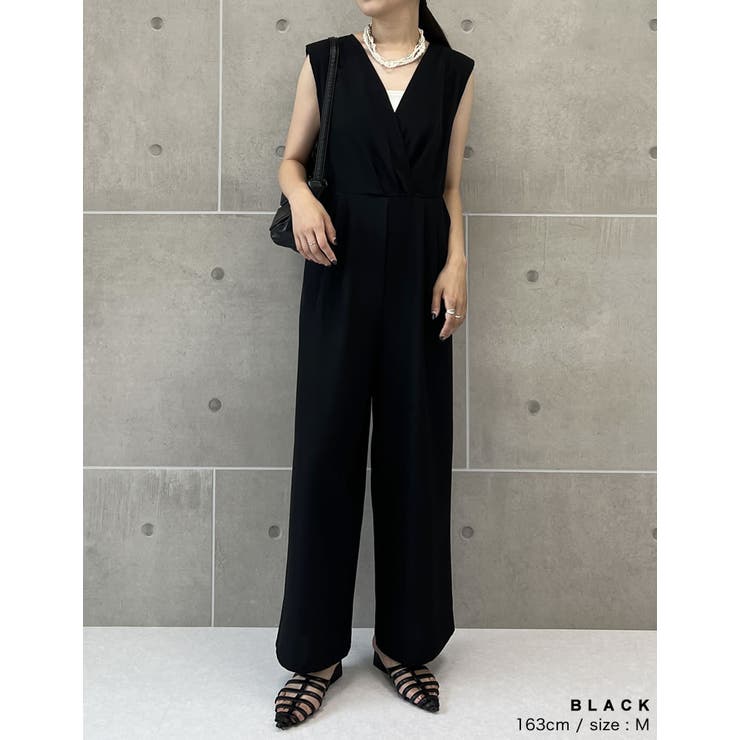 ドットor無地カシュクール 肩パットVネックオールインワン[品番：GS000022351]｜Re:EDIT（リエディ）のレディースファッション通販｜SHOPLIST（ショップリスト）