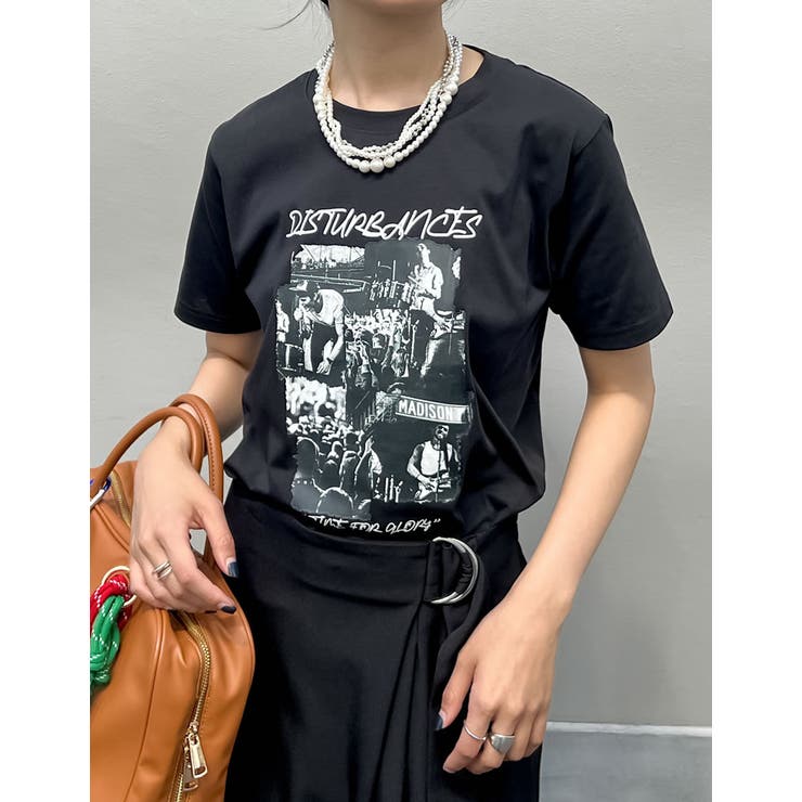 ブラック(001) | [接触冷感][UVカット]モノトーンロックバンドTシャツ | Re:EDIT