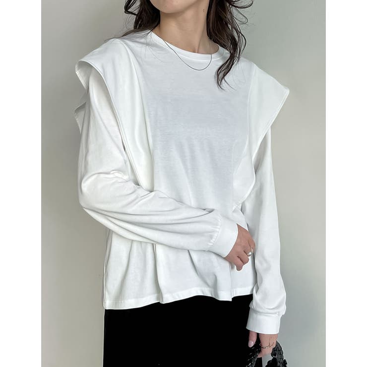 [UVカット][接触冷感]ラッフルショルダーロングスリーブＴシャツ | Re:EDIT | 詳細画像3 