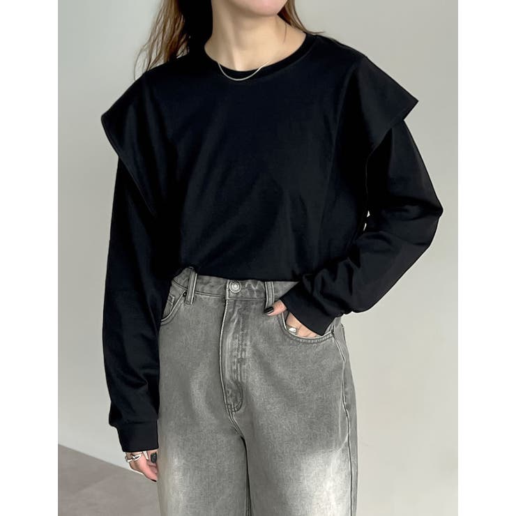 [UVカット][接触冷感]ラッフルショルダーロングスリーブＴシャツ | Re:EDIT | 詳細画像4 