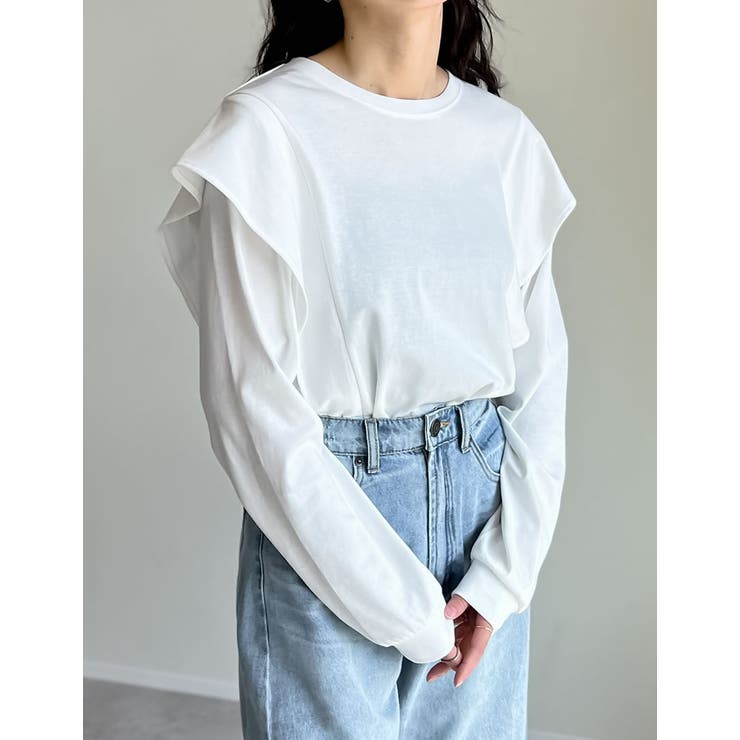 [UVカット][接触冷感]ラッフルショルダーロングスリーブＴシャツ | Re:EDIT | 詳細画像21 