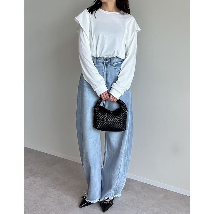 [UVカット][接触冷感]ラッフルショルダーロングスリーブＴシャツ | Re:EDIT | 詳細画像23 