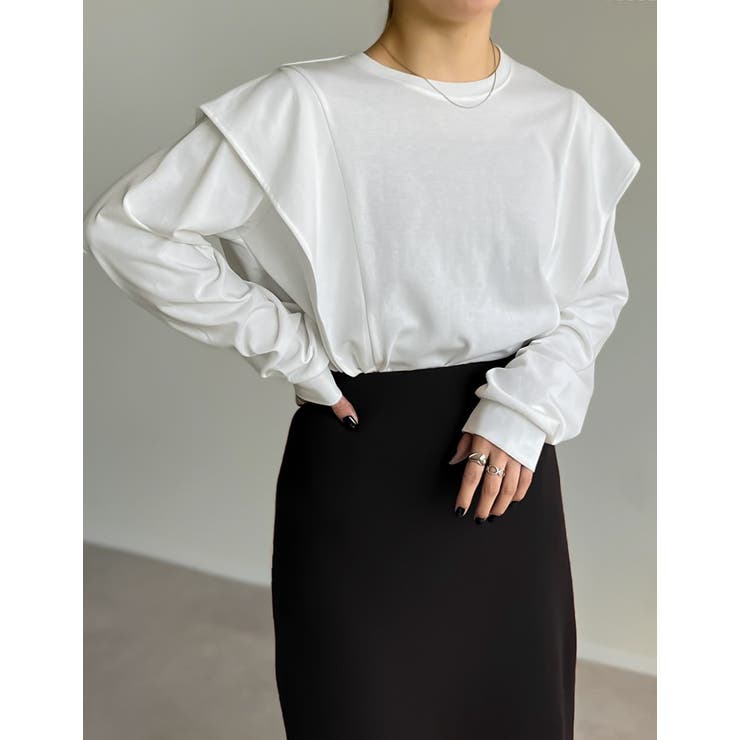 [UVカット][接触冷感]ラッフルショルダーロングスリーブＴシャツ | Re:EDIT | 詳細画像24 