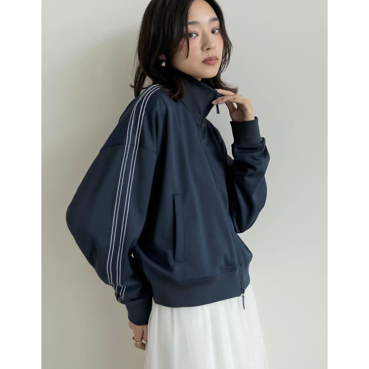 ネイビー(711) | [丈が選べる]チェーンステッチライントラックジャケット | Re:EDIT