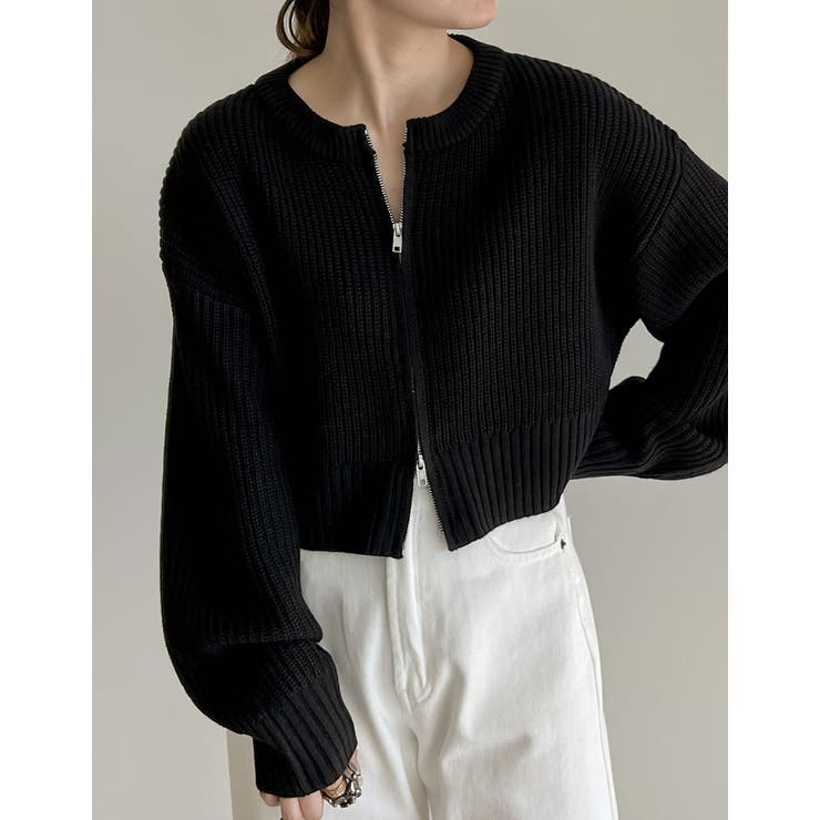 ダブルジップショート丈ニットカーディガン | Re:EDIT | 詳細画像12 