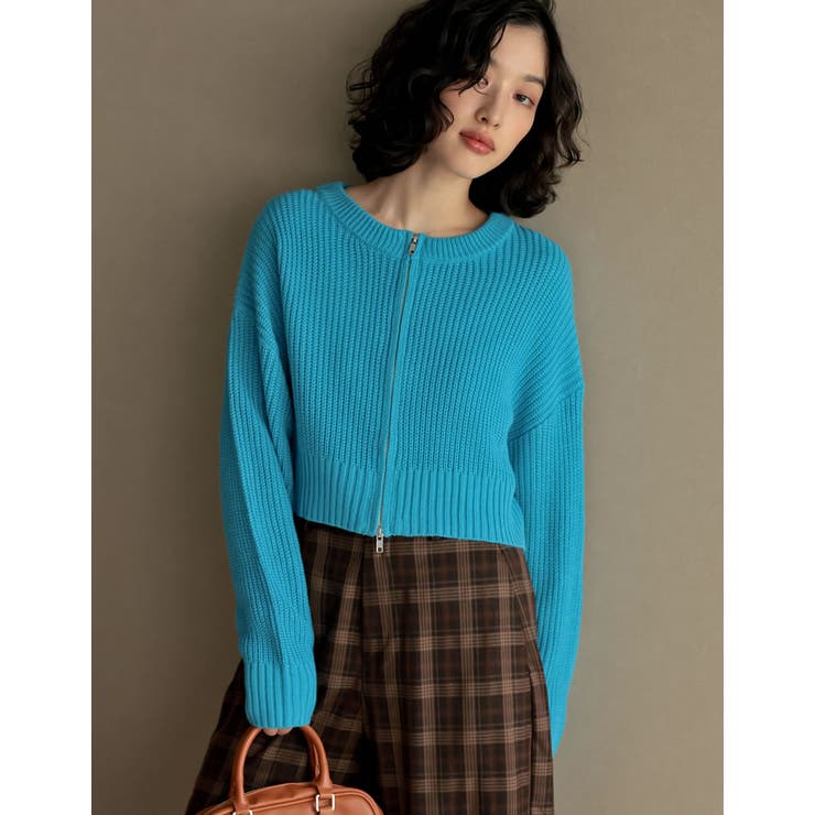 ダブルジップショート丈ニットカーディガン | Re:EDIT | 詳細画像23 