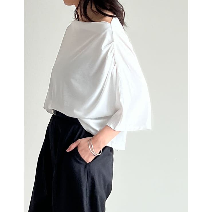 2WAYカットワンショルドレープトップス[品番：GS000022386]｜Re