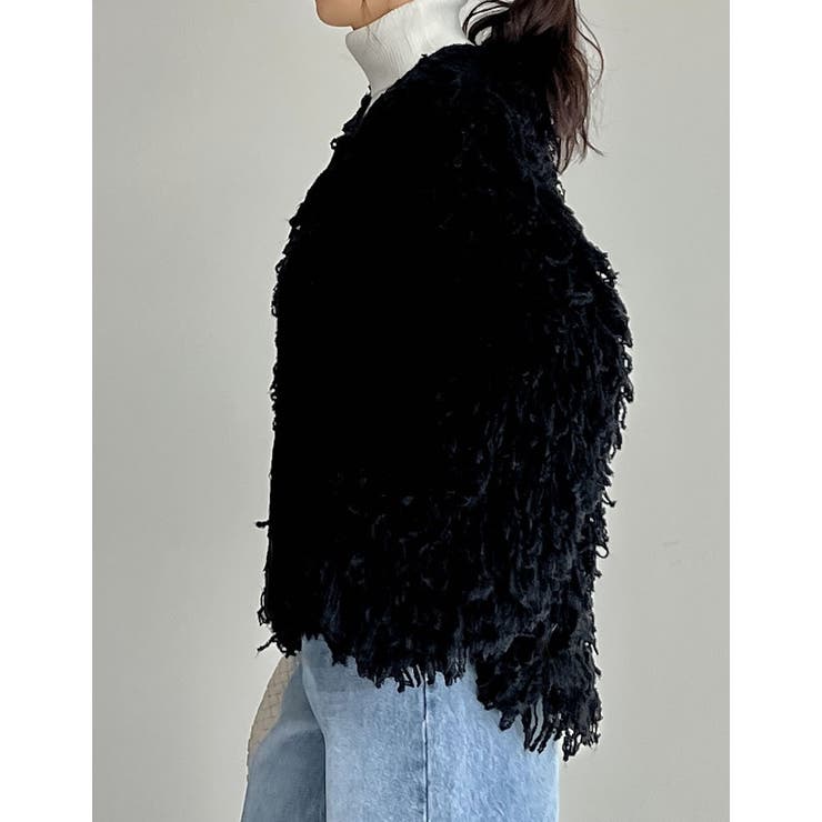 ボリュームスリーブループフリンジニットカーディガン | Re:EDIT | 詳細画像14 