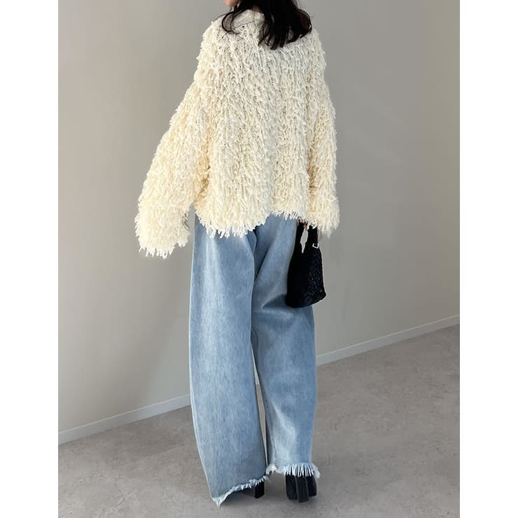 ボリュームスリーブループフリンジニットカーディガン | Re:EDIT | 詳細画像8 