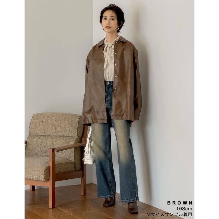 ミドル丈フェイクレザージャケット[品番：GS000022373]｜Re:EDIT