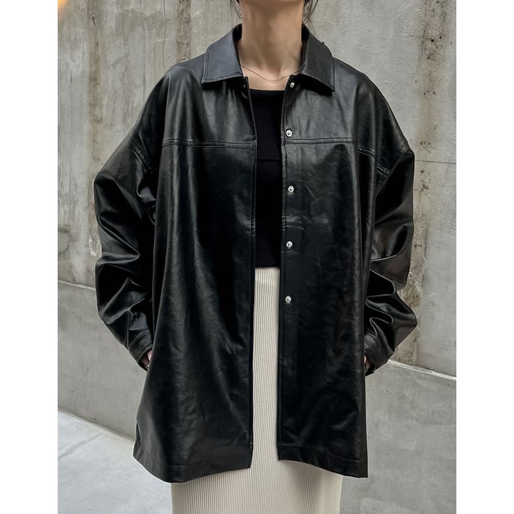 ミドル丈フェイクレザージャケット | Re:EDIT | 詳細画像8 