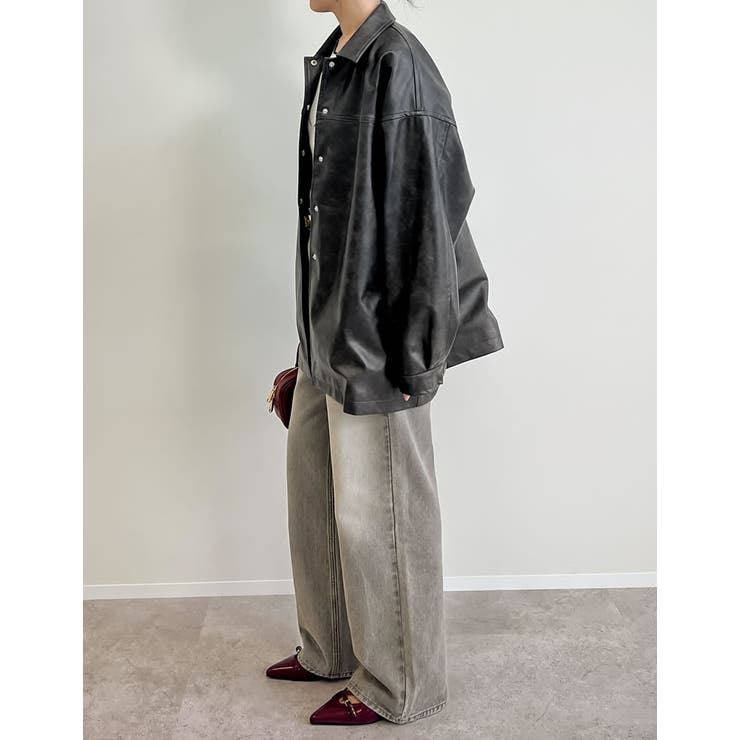 ミドル丈フェイクレザージャケット | Re:EDIT | 詳細画像26 