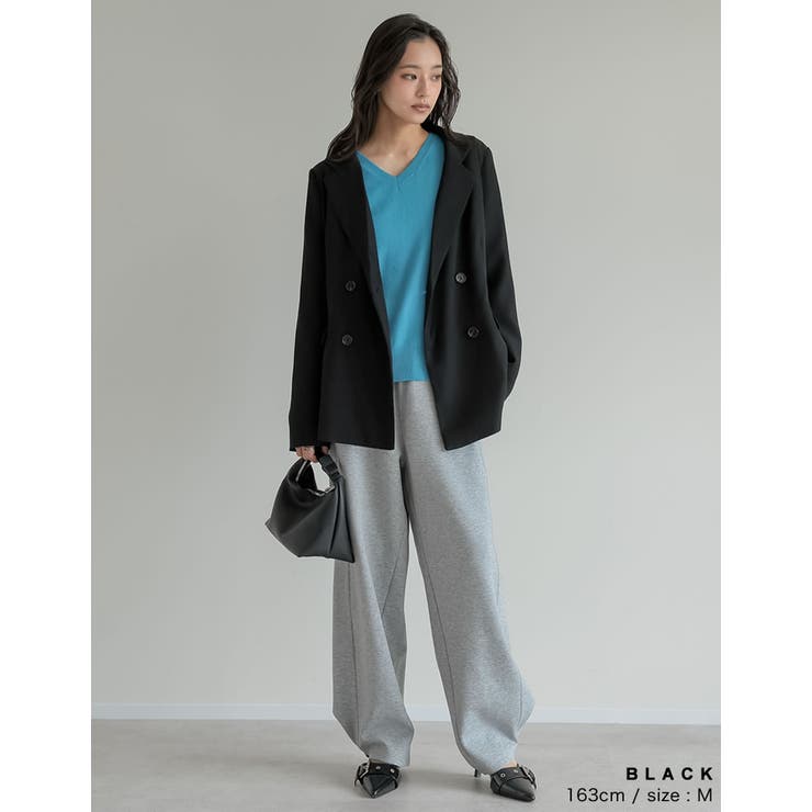 チェック柄or無地ダブルテーラードジャケット | Re:EDIT | 詳細画像14 