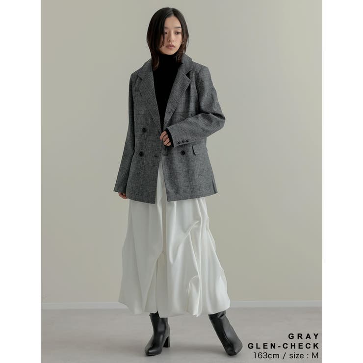 チェック柄or無地ダブルテーラードジャケット | Re:EDIT | 詳細画像21 