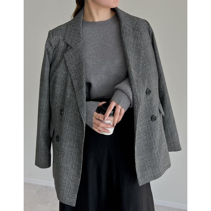 チェック柄or無地ダブルテーラードジャケット | Re:EDIT | 詳細画像22 