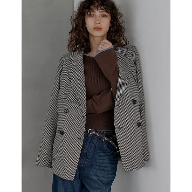 チェック柄or無地ダブルテーラードジャケット | Re:EDIT | 詳細画像28 