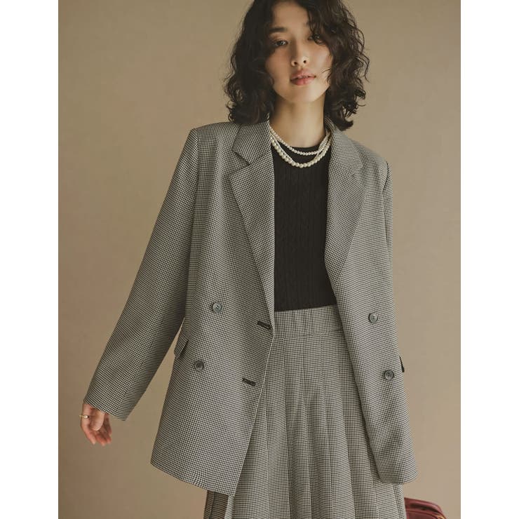 チェック柄or無地ダブルテーラードジャケット | Re:EDIT | 詳細画像29 