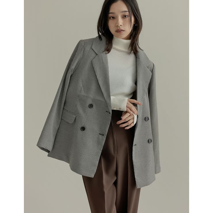 チェック柄or無地ダブルテーラードジャケット | Re:EDIT | 詳細画像32 