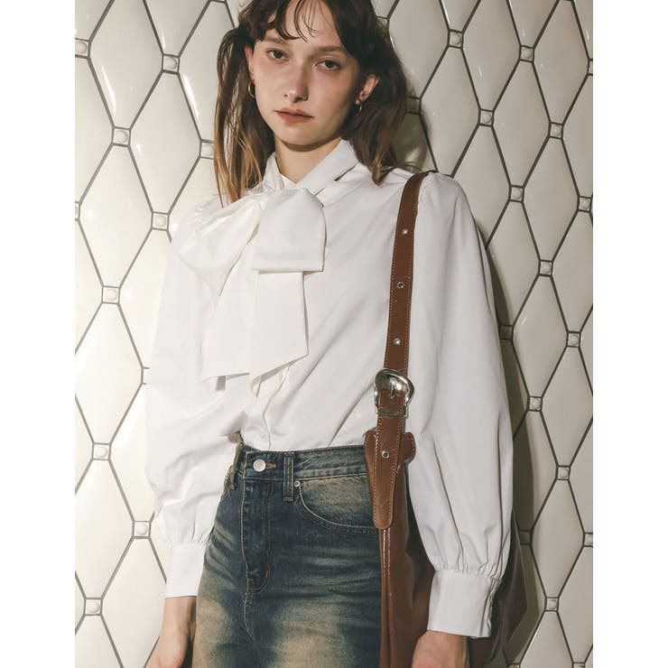 [シワになりにくい]2WAYブロードバンドカラーボウタイブラウス | Re:EDIT | 詳細画像3 