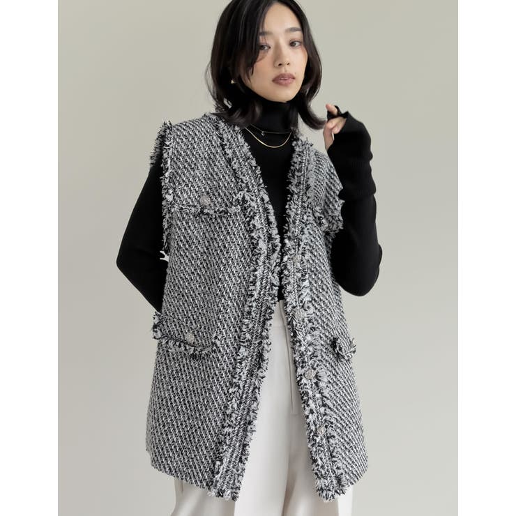 [入卒式 セレモニー]フリンジツイードベスト | Re:EDIT | 詳細画像11 