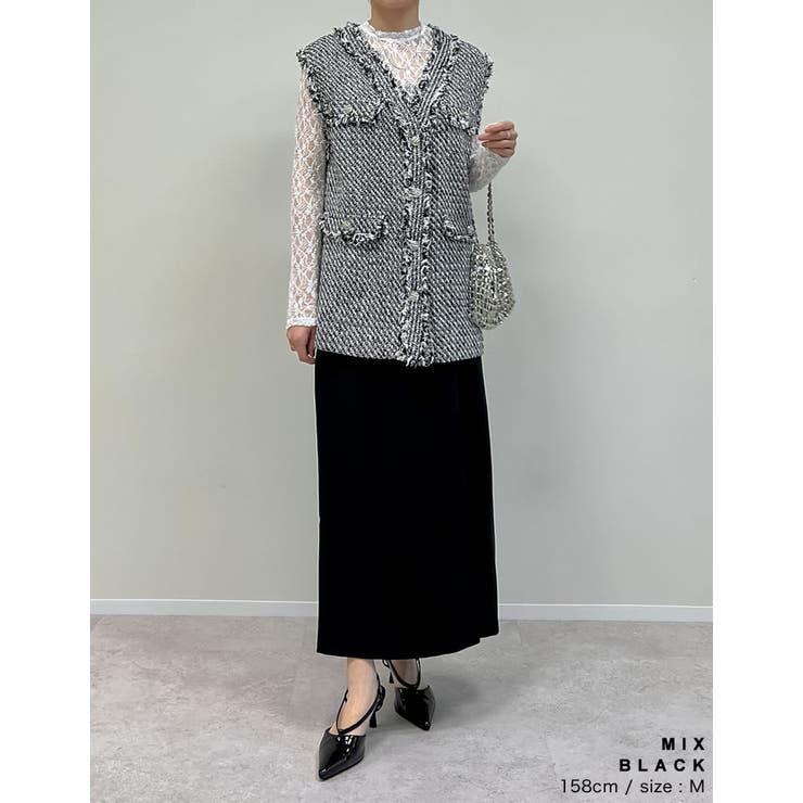 [入卒式 セレモニー]フリンジツイードベスト | Re:EDIT | 詳細画像8 