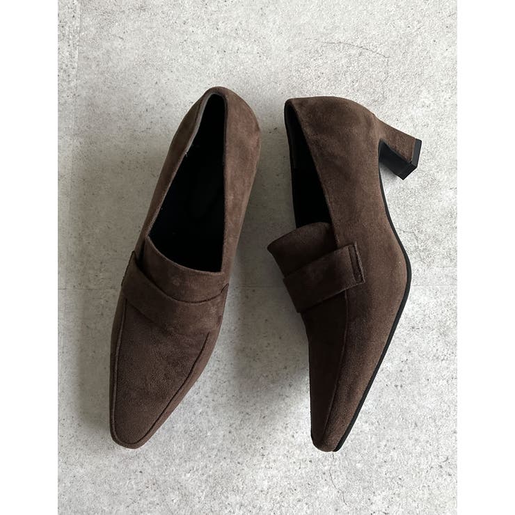 スエードブラウン(505) | [大きいサイズ有]ポインテッドトゥヒールローファー | Re:EDIT