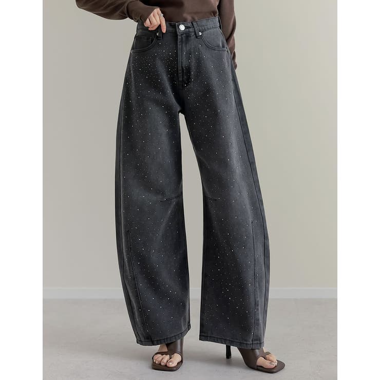 [低身長/高身長サイズ有]メタルストーンバレルレッグデニムパンツ | Re:EDIT | 詳細画像3 