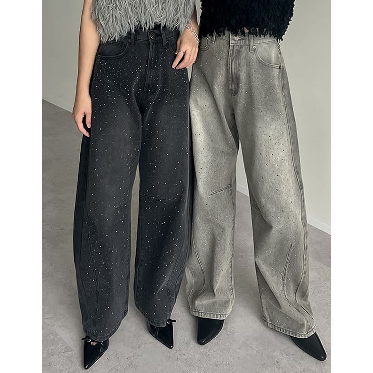 [低身長/高身長サイズ有]メタルストーンバレルレッグデニムパンツ | Re:EDIT | 詳細画像19 