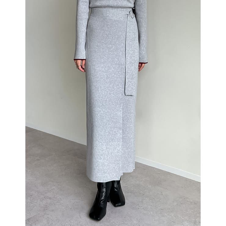 グレー(503) | [低身長サイズ有]ラップデザインリブニットスカート | Re:EDIT