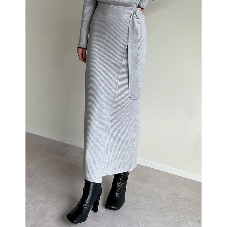 [低身長サイズ有]ラップデザインリブニットスカート | Re:EDIT | 詳細画像13 