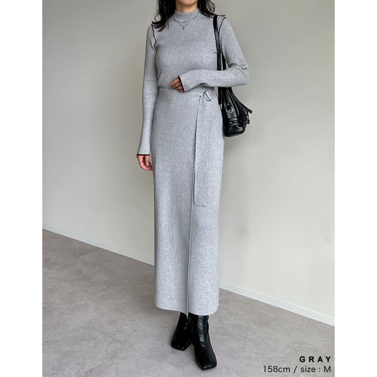 [低身長サイズ有]ラップデザインリブニットスカート | Re:EDIT | 詳細画像14 