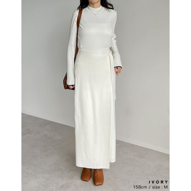 [低身長サイズ有]ラップデザインリブニットスカート | Re:EDIT | 詳細画像15 