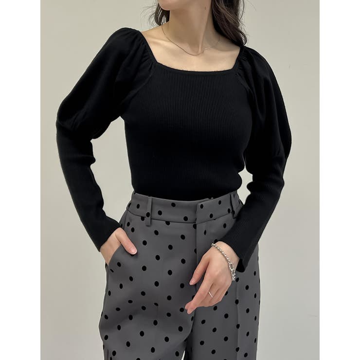 2WAYパフスリーブオフショルニットトップス[品番：GS000022372]｜Re